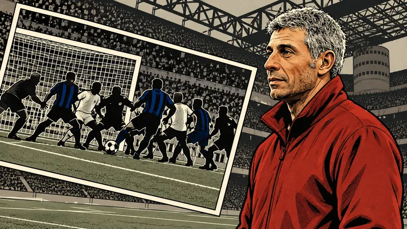 Copertina generata con IA, scritta "Inter-Juve 1-1, il ricordo del 2002": Francesco Toldo con una giacca rossa