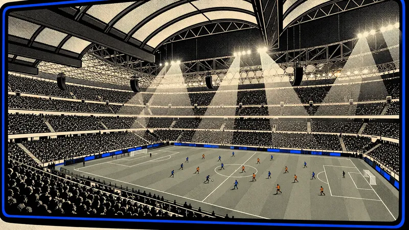 Copertina generata con IA: Interno dello stadio Giuseppe Meazza durante la cerimonia olimpica del 2026