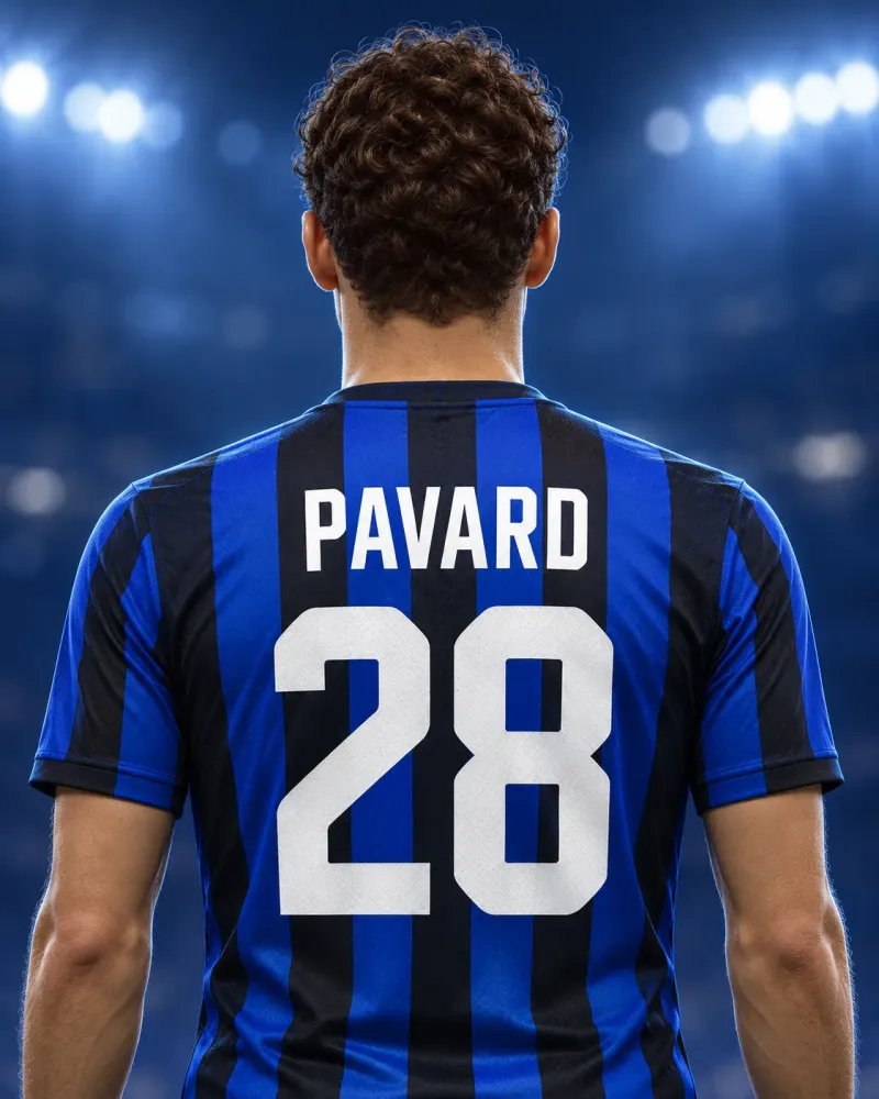 Illustrazione di Benjamin Pavard di spalle