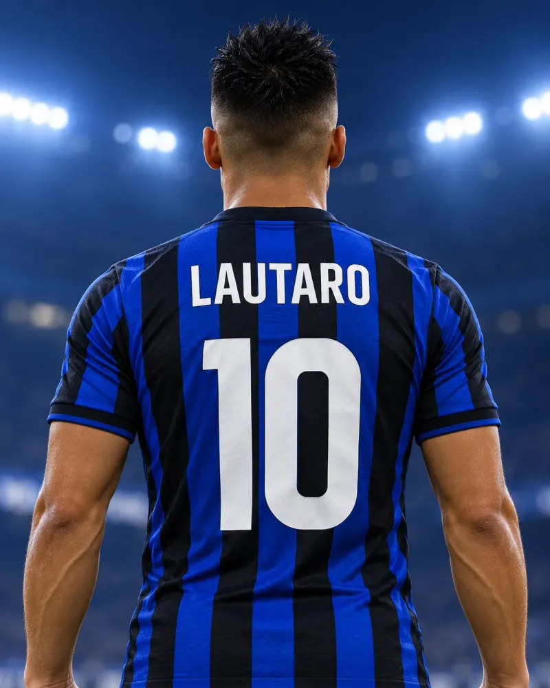 Illustrazione di Lautaro Martínez di spalle