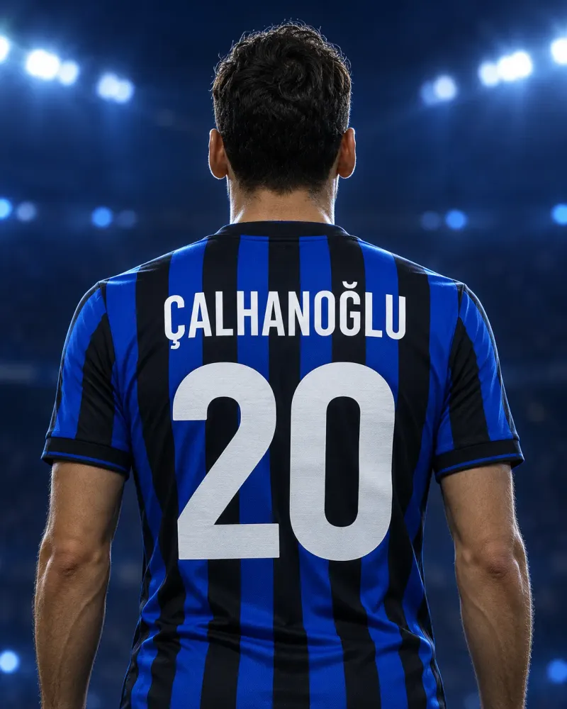 Illustrazione di Hakan Calhanoglu di spalle