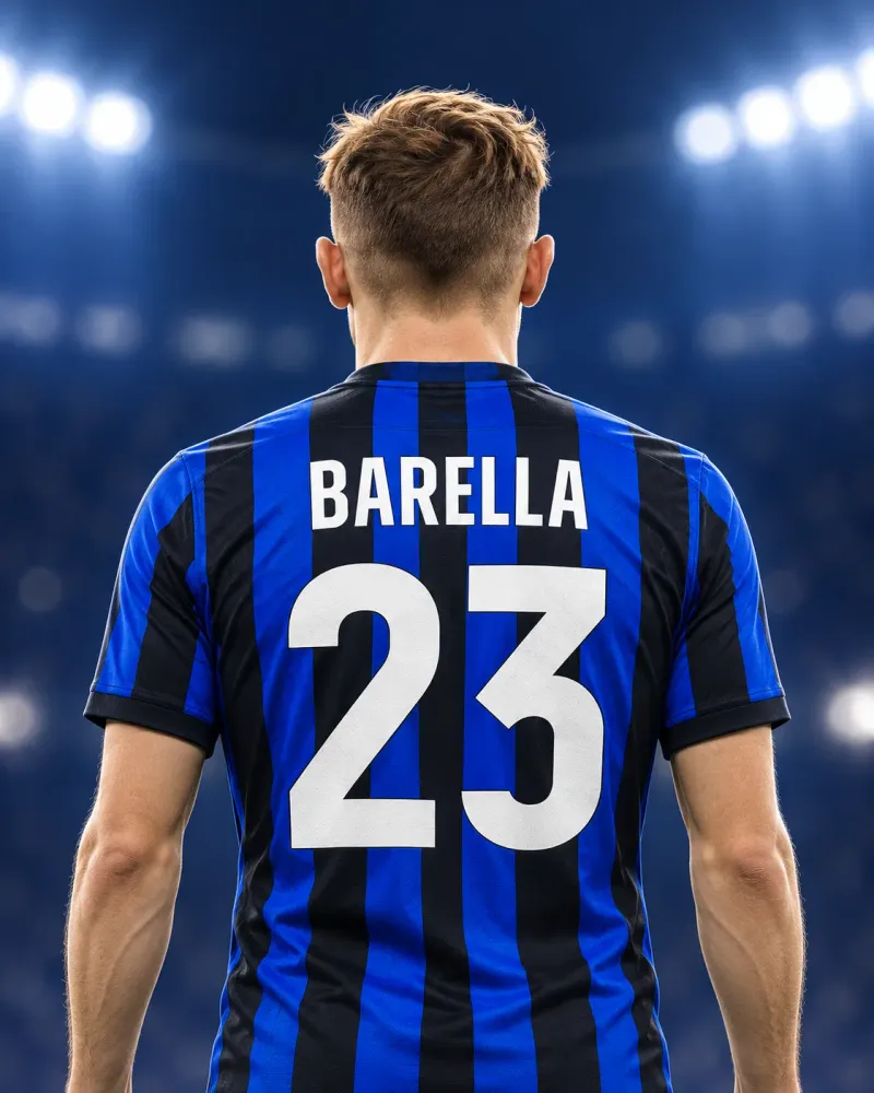 Illustrazione di Nicolò Barella di spalle